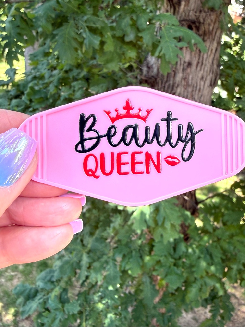 Vintage style motel key 3.5” keychain Beauty Queen gift idea